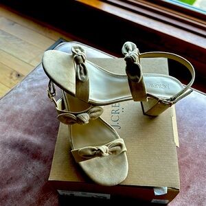Jcrew, sueded double bow, heeled sandals, size 8,  👡.